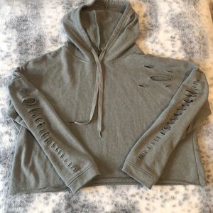 Cropped & distressed hoodie